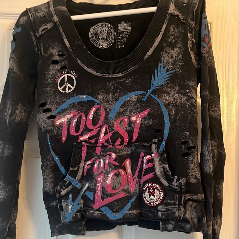 Affliction Black Pink Graphic Crop T-Shirt